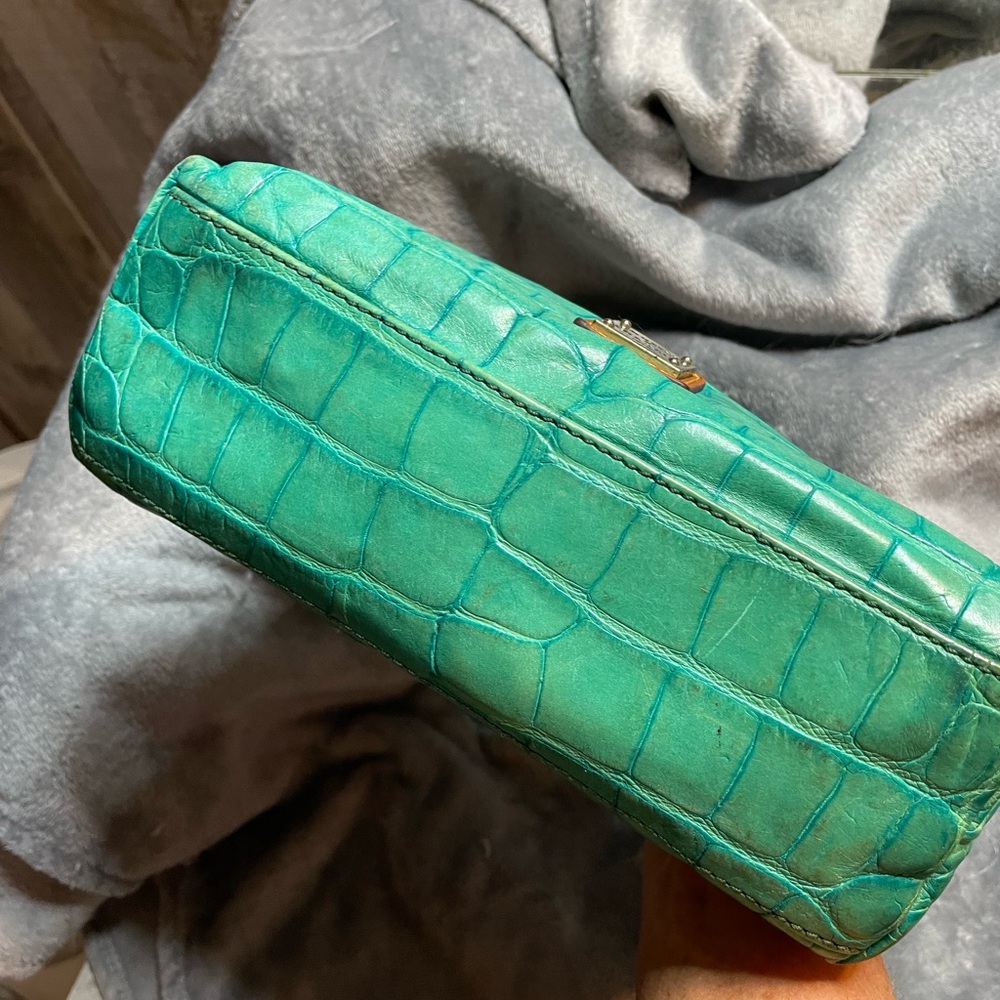 Dooney & Bourke Turquoise Croc-Embossed Satchel - Picture 5 of 6